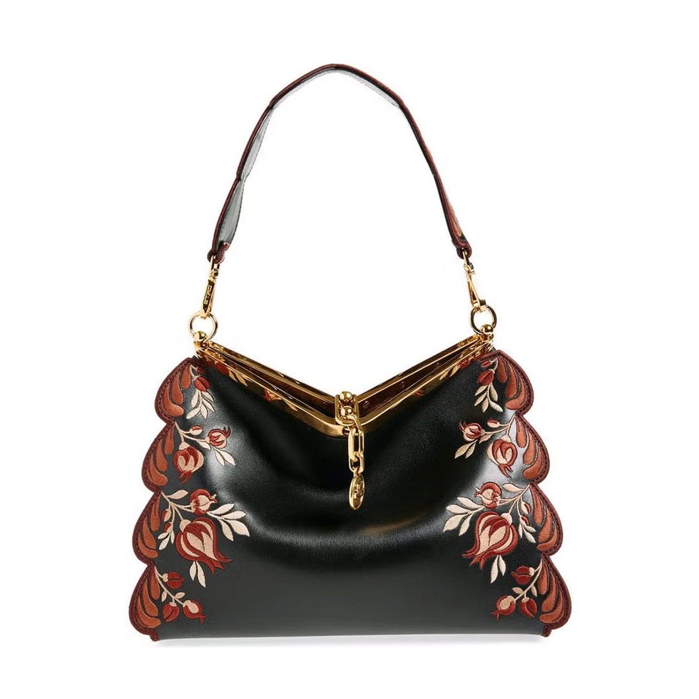 Sac en cuir brodé vela moyen Sac en cuir brodé vela moyen