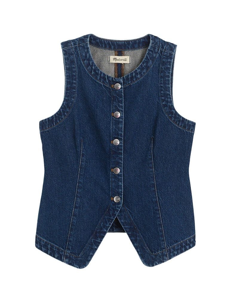 Gilet de chariot à l'équipage en denim Gilet de chariot à l'équipage en denim