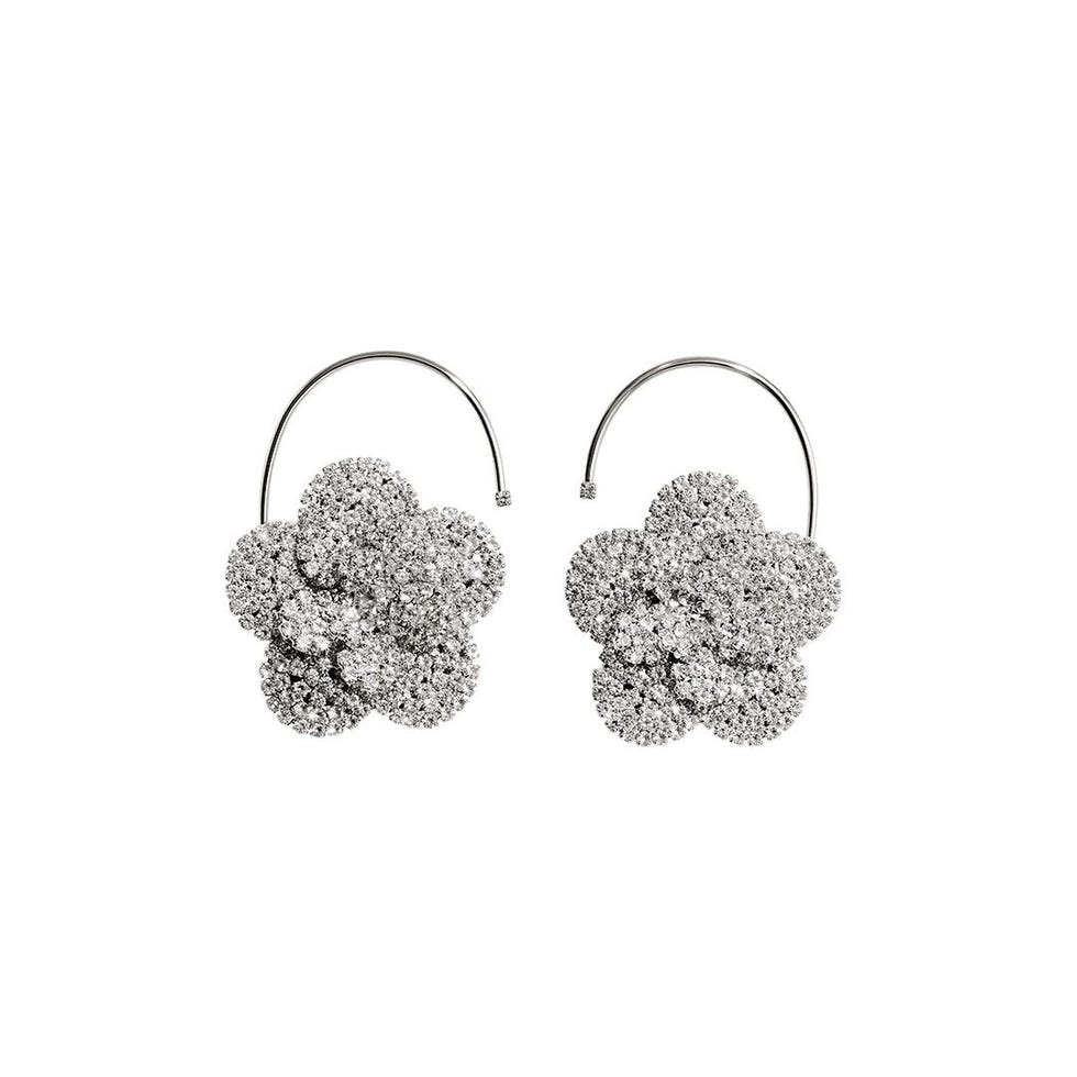Boucles d'oreilles à clip de fleurs emballées en strass