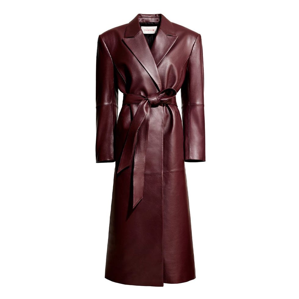 Manteau en cuir de ceinture à cravate