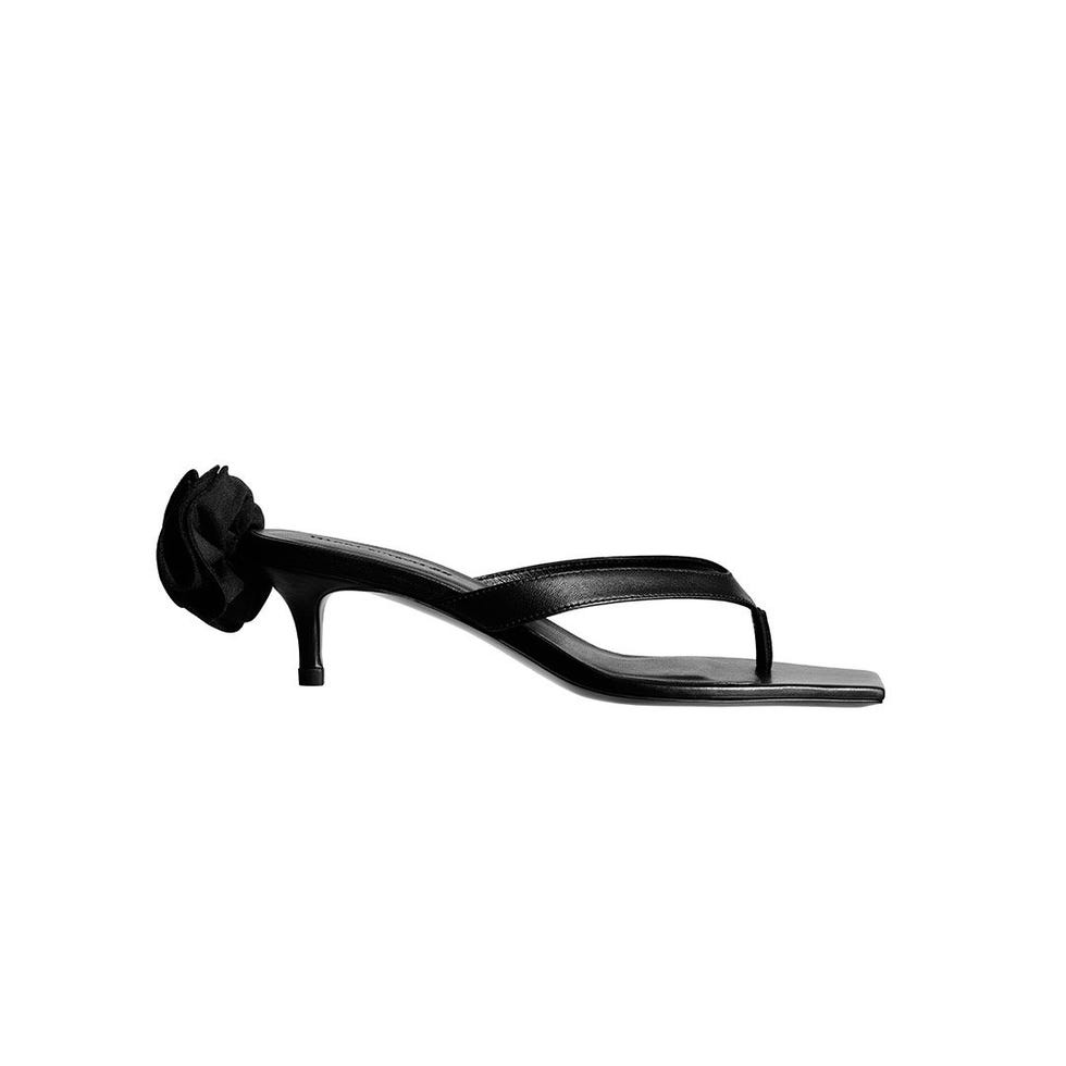 Sandales en cuir appliquée rose