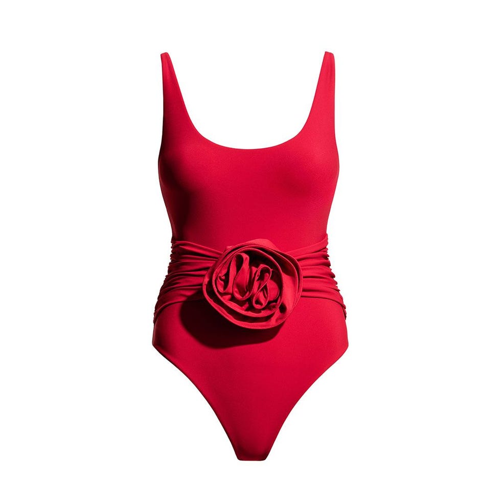 Maillot de bain avec appliquée rose