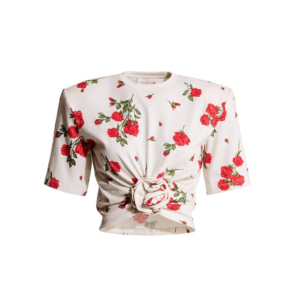 T-shirt à motifs avec appliquée rose