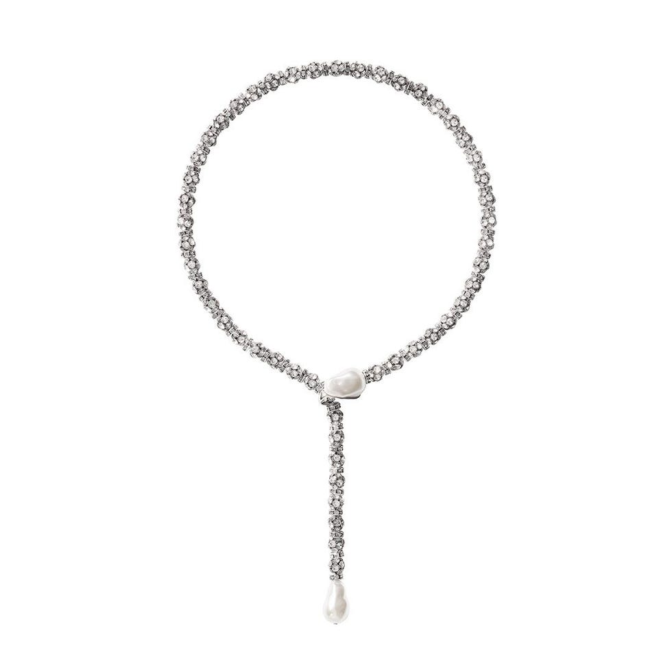 Collier lariat à chaîne de strass
