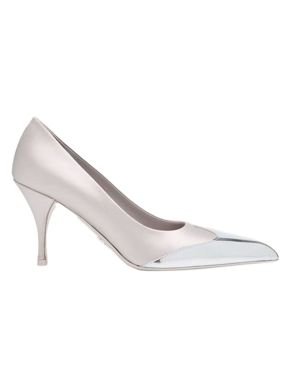 Pompes en cuir satiné et métallique