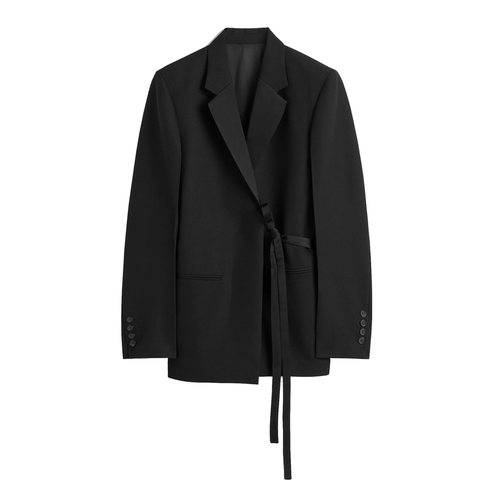 Blazer enveloppant en satin-lapel