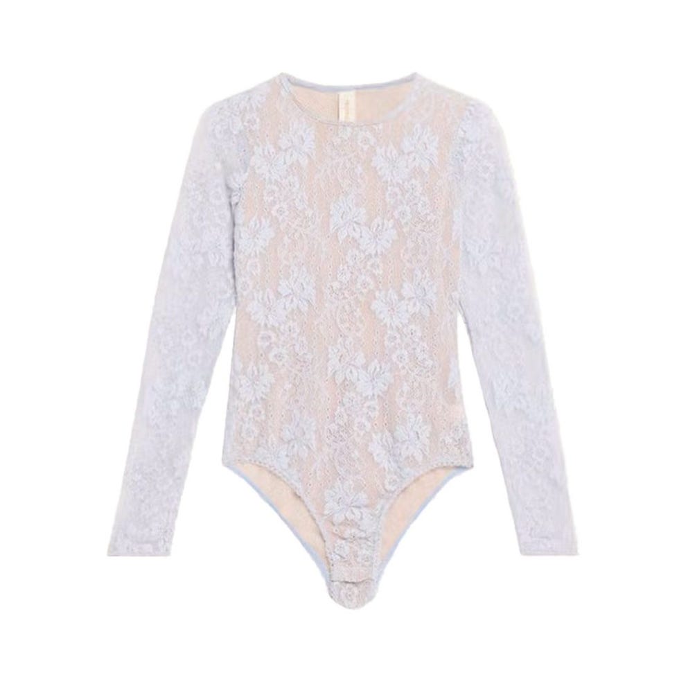 Body en dentelle à manches longues