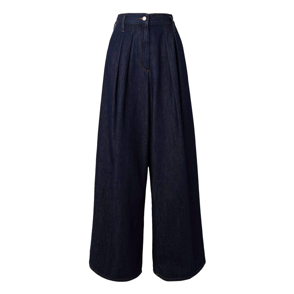 Pantalon large en jean plissé Pantalon large en jean plissé