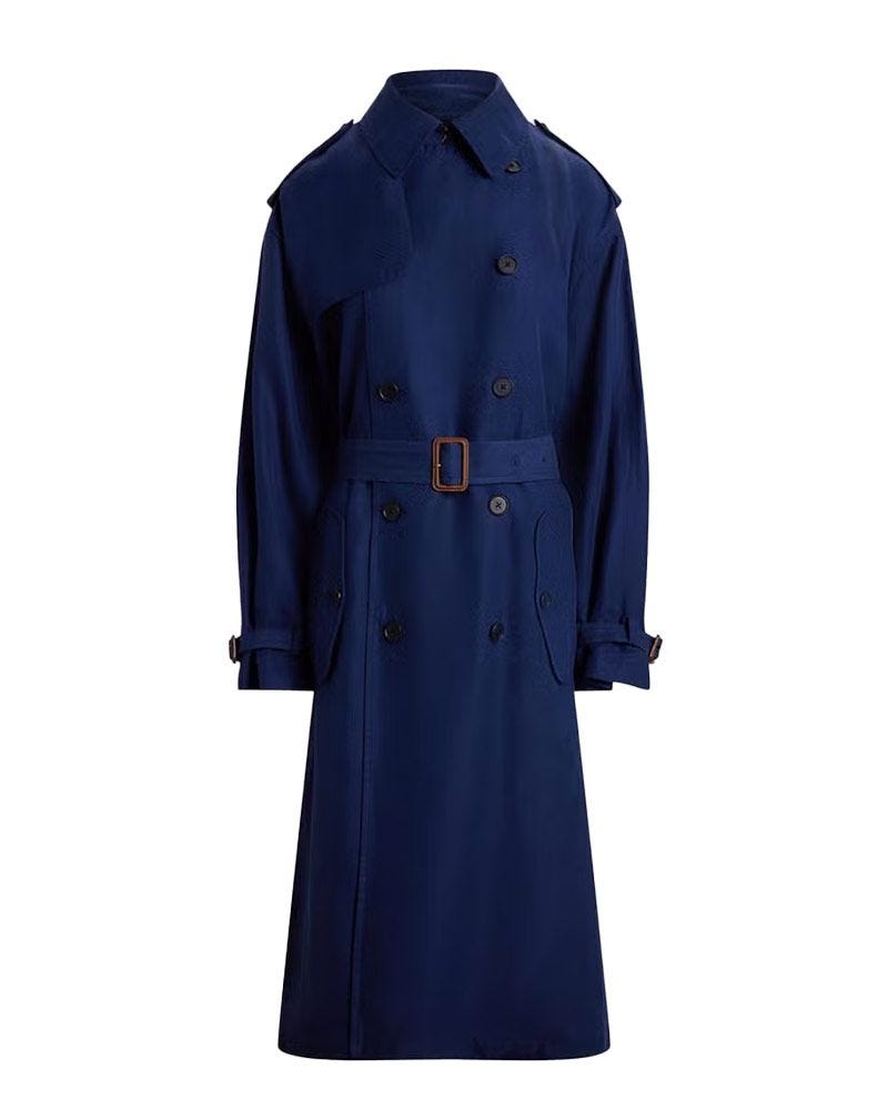 Trench-coat à mélange en soie