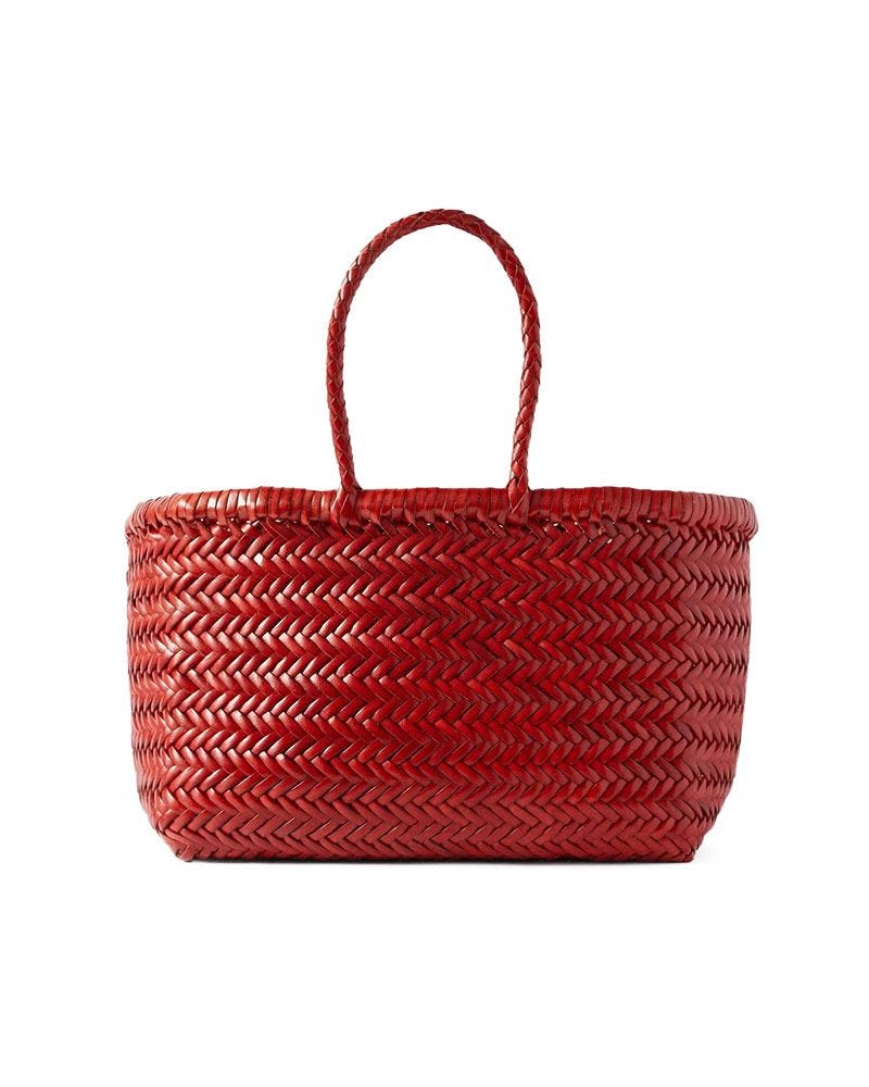 Fourre-tout en cuir tissé en bambou