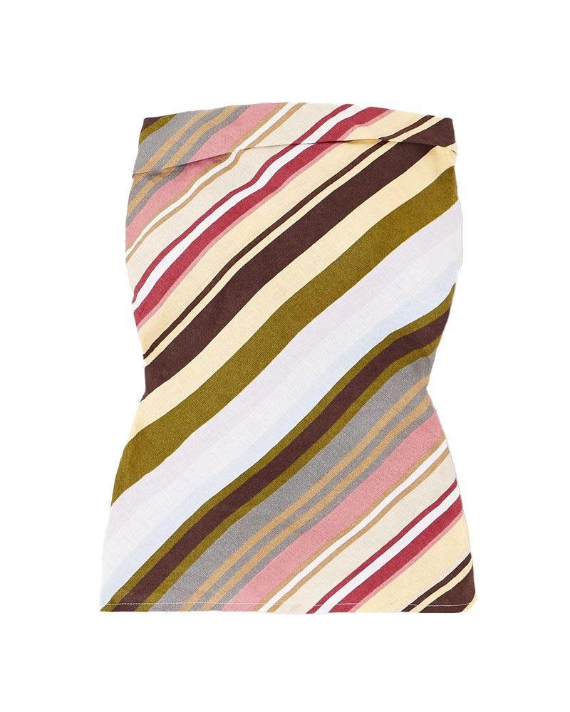 Haut en lin rayé sans bretelles