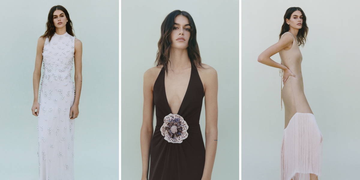 Kaia Gerber est le visage de la mangue - et modélise ses robes les plus rêveuses