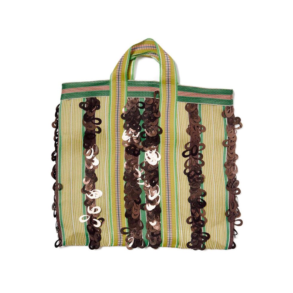 Stripe de bronze du sac de marché recyclé