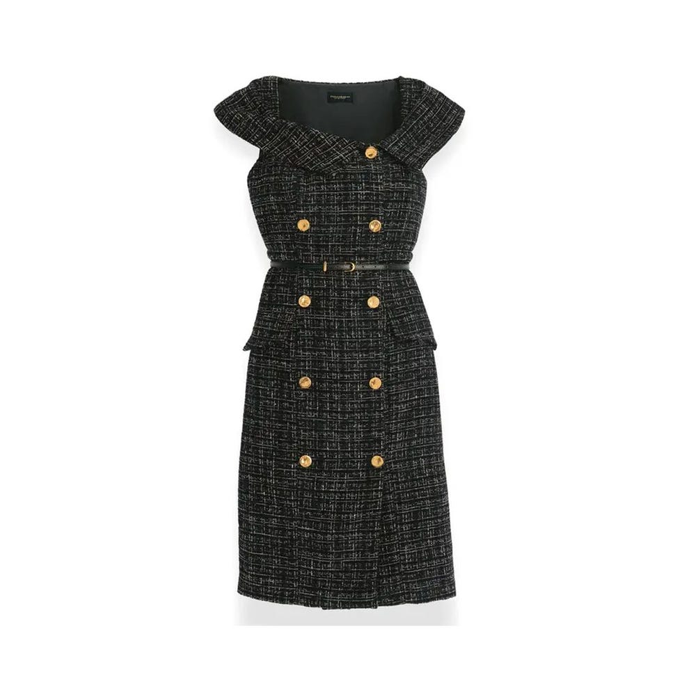 Robe en tweed à double set 
