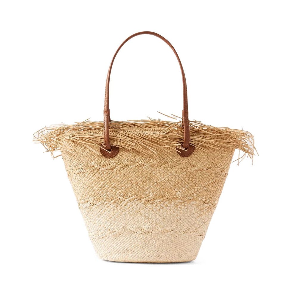 Tote de paille ombré effilochée en cuir
