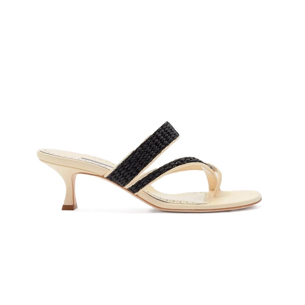 Susa 50 Mules en cuir garni de Raffia