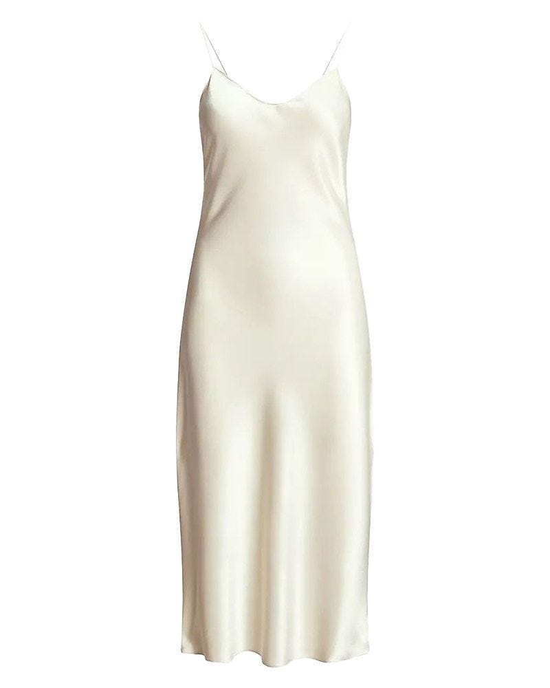 Satin slip midi-robe