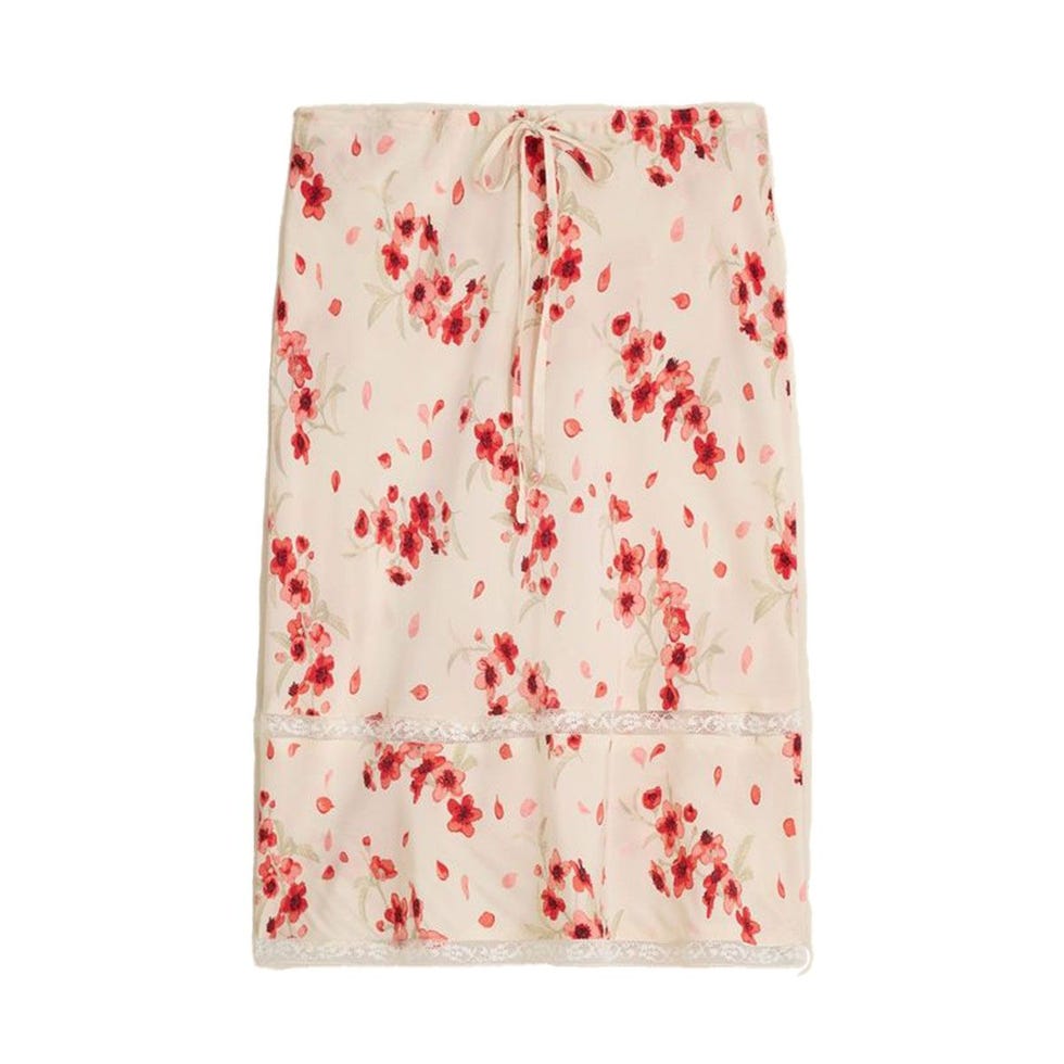 POEME LACE-Trim Jupe en cramoisi imprimé floral POEME LACE-Trim Jupe en cramoisi imprimé floral