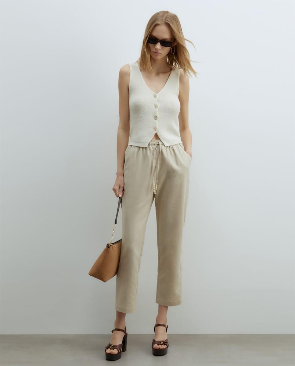 Pantalon droit en lin