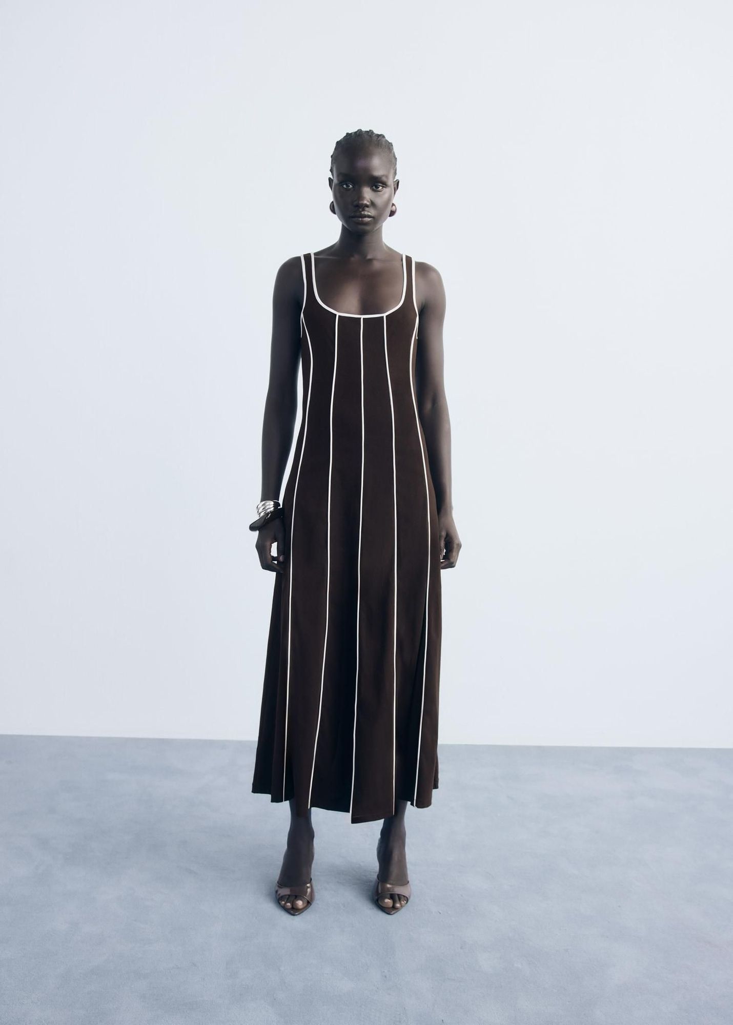 Rayures de robe midi