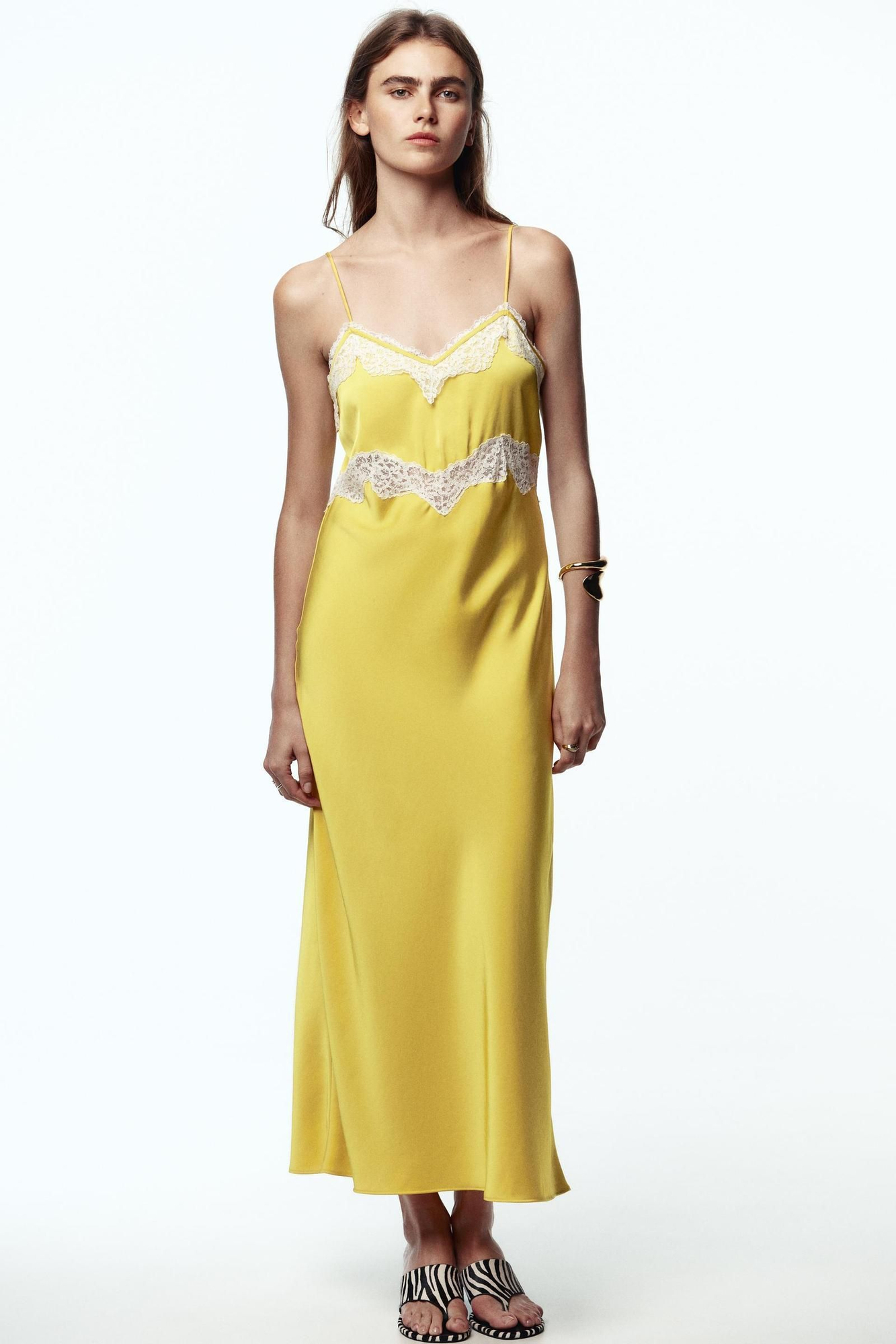 Robe midi de lingerie jaune