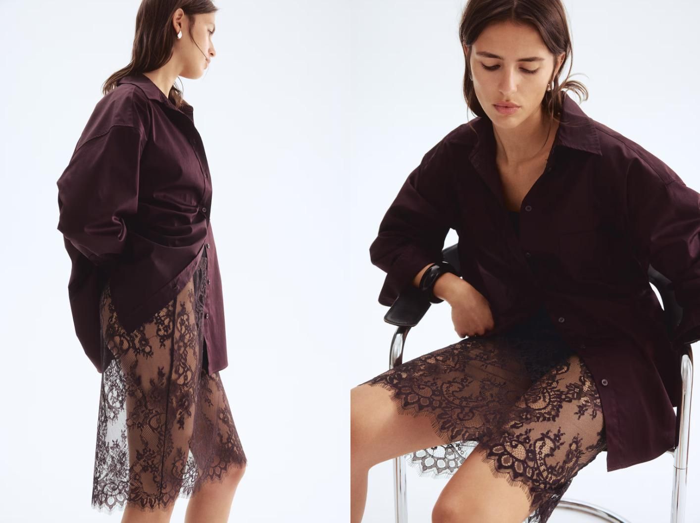 Jupe en dentelle grenat