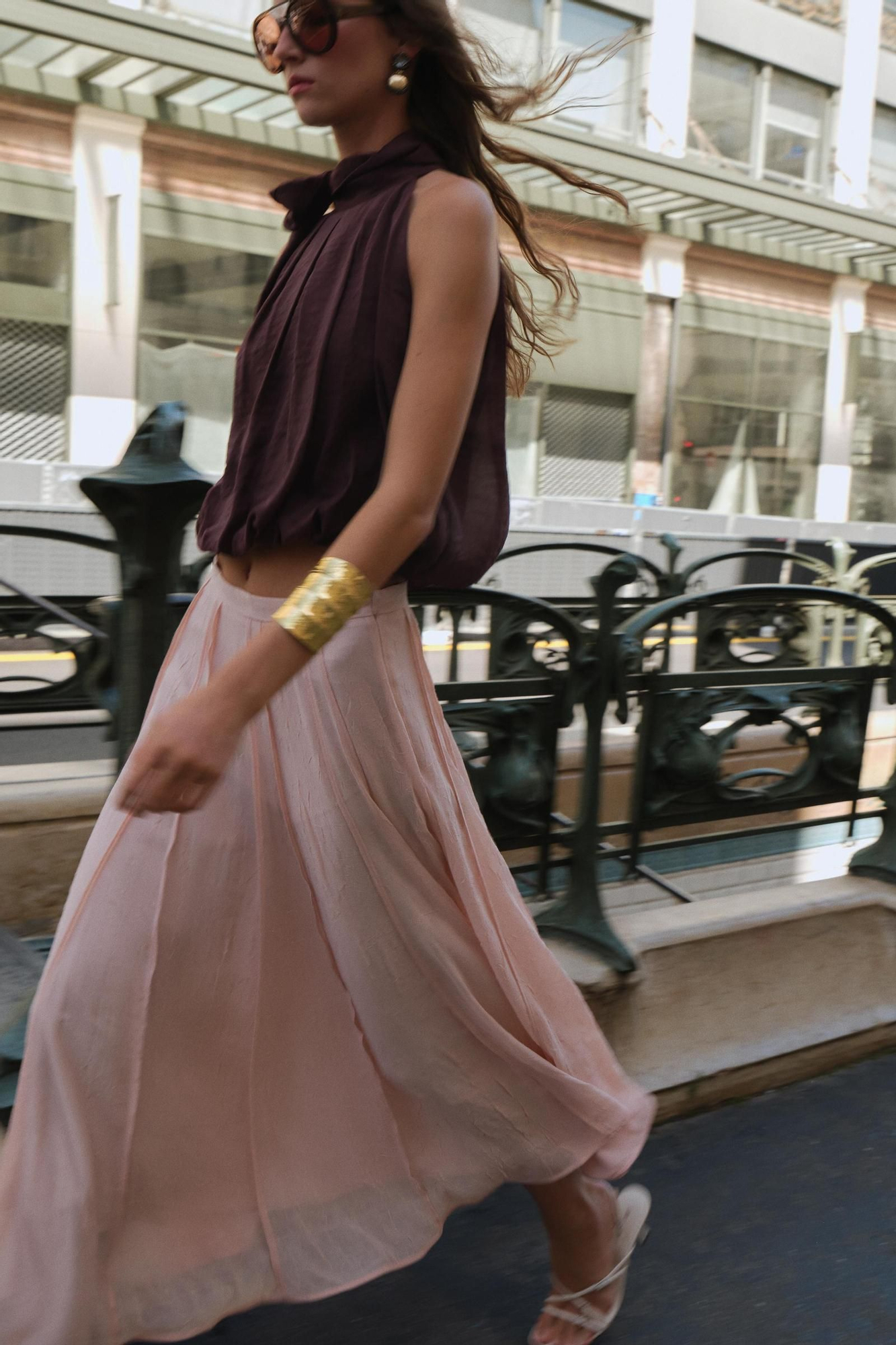 Jupe semi-transparente rose