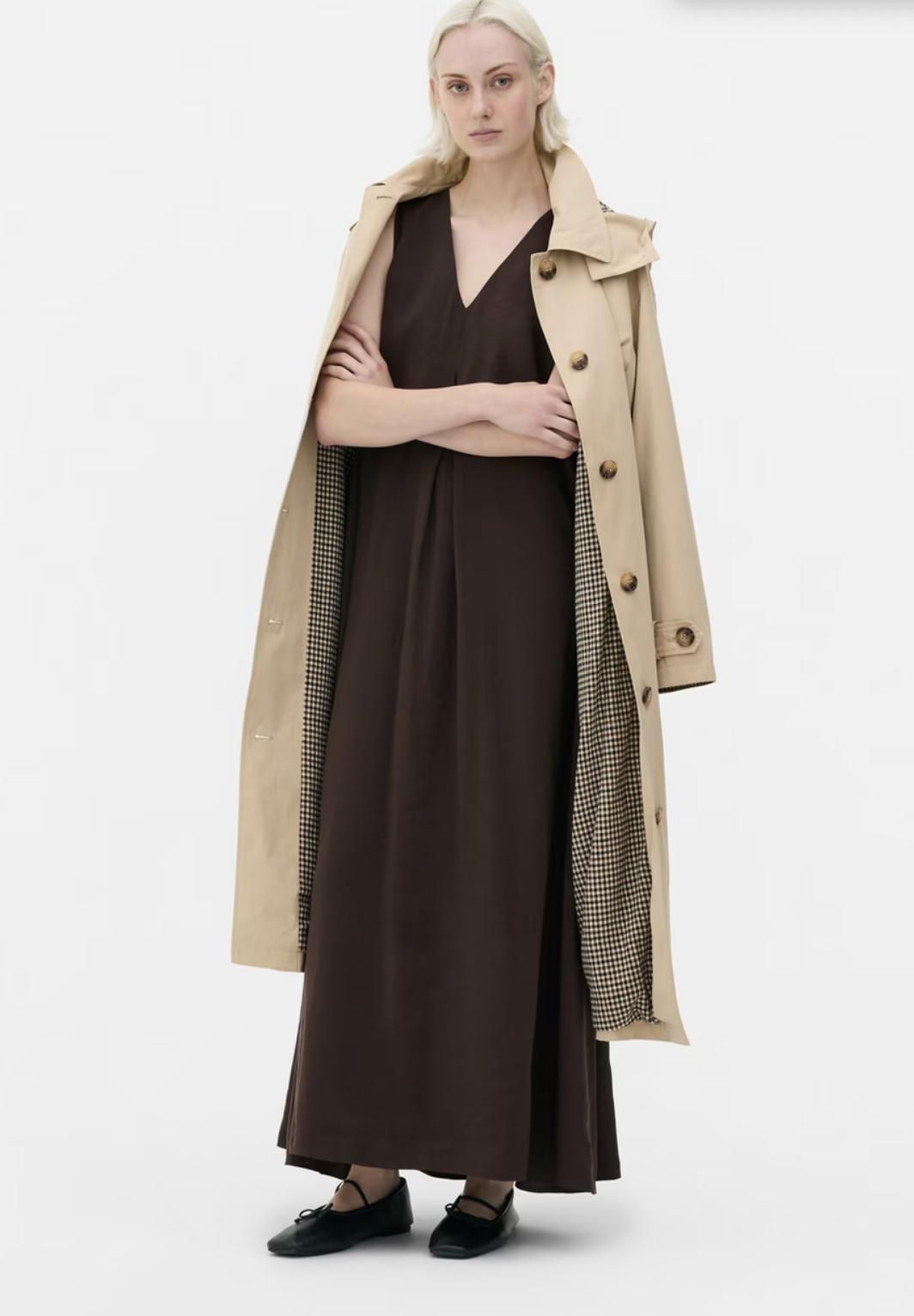 Longue robe de chocolat brun