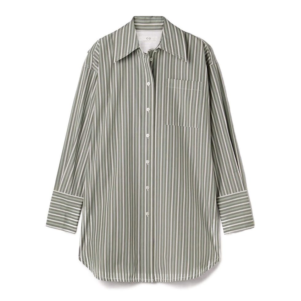 Chemise de coton-poplin à rayures surdimensionnée Chemise de coton-poplin à rayures surdimensionnée