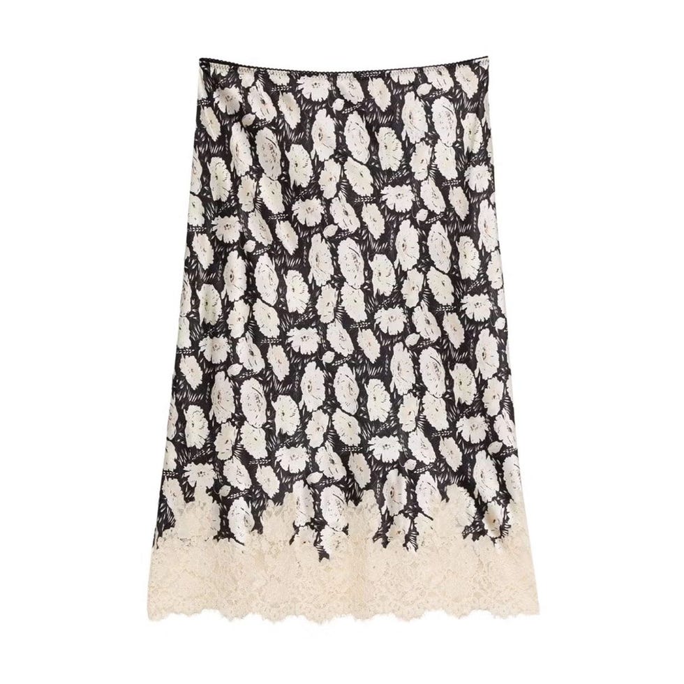 ELOWETTE FLORAL LACE HEM SILK Jupe ELOWETTE FLORAL LACE HEM SILK Jupe