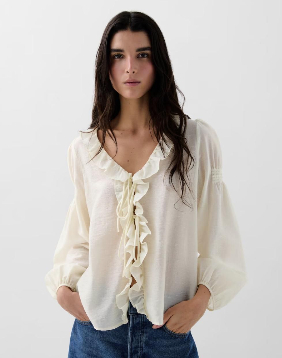 Blusa blanc fluide avec flory