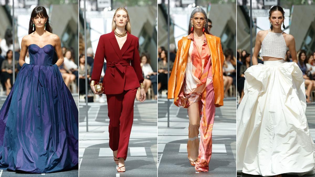 Estampados de atardecer y vestidos de alfombra roja, así fue el desfile de Pedro del Hierro en Madrid.