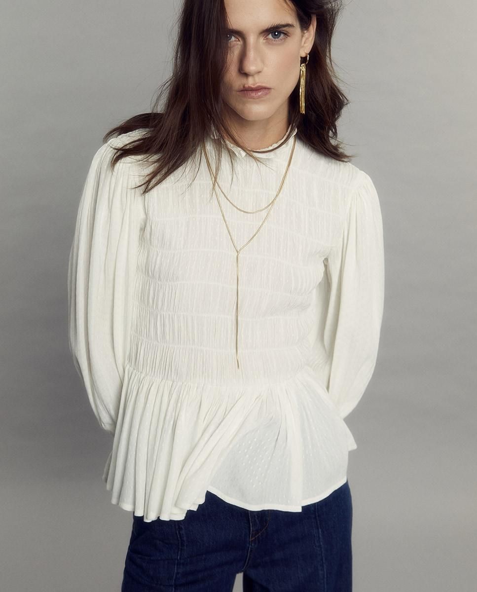 Blanca Jacquard Blusa Gomas