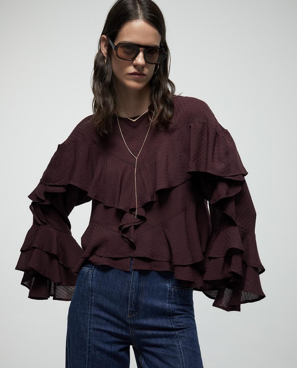 Chemisier Jacquard volant