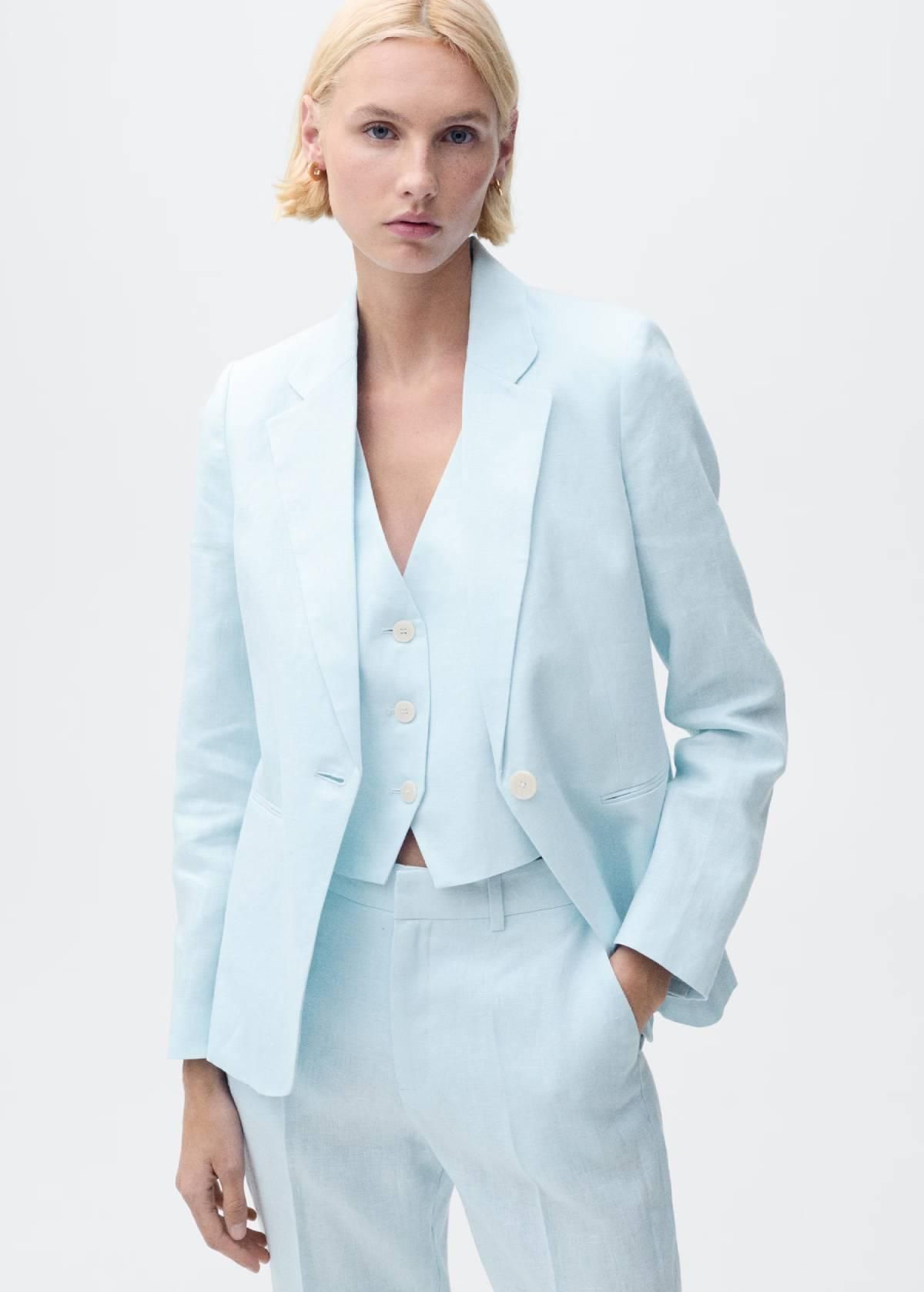 Veste en lin, gilet et pantalon, mangue