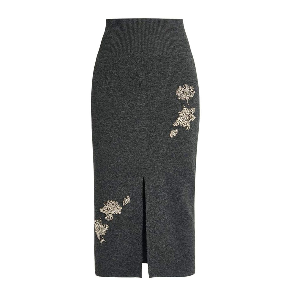 Jupe crayon brodée en cristal