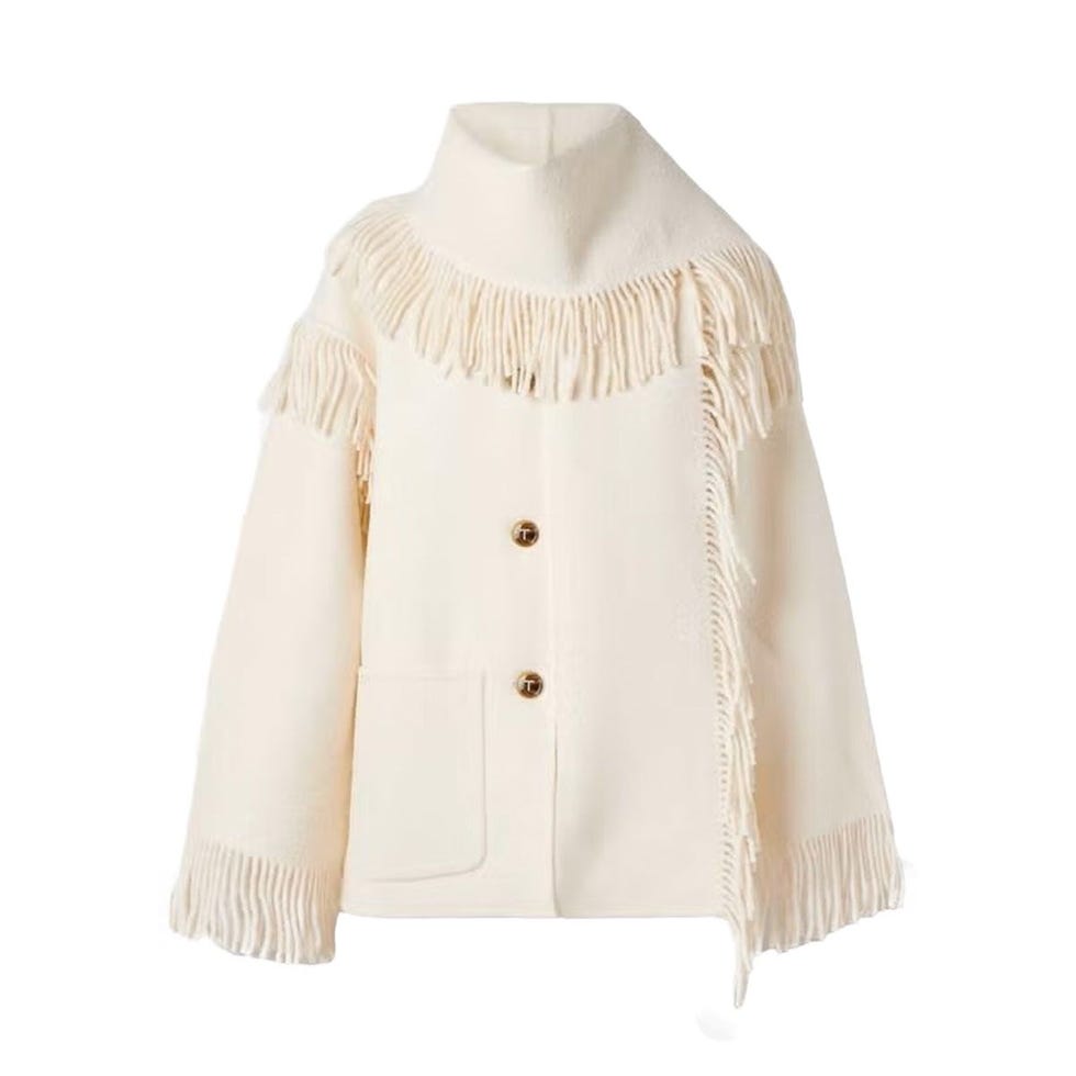 Veste de mélange en laine à franges drapé Veste de mélange en laine à franges drapé