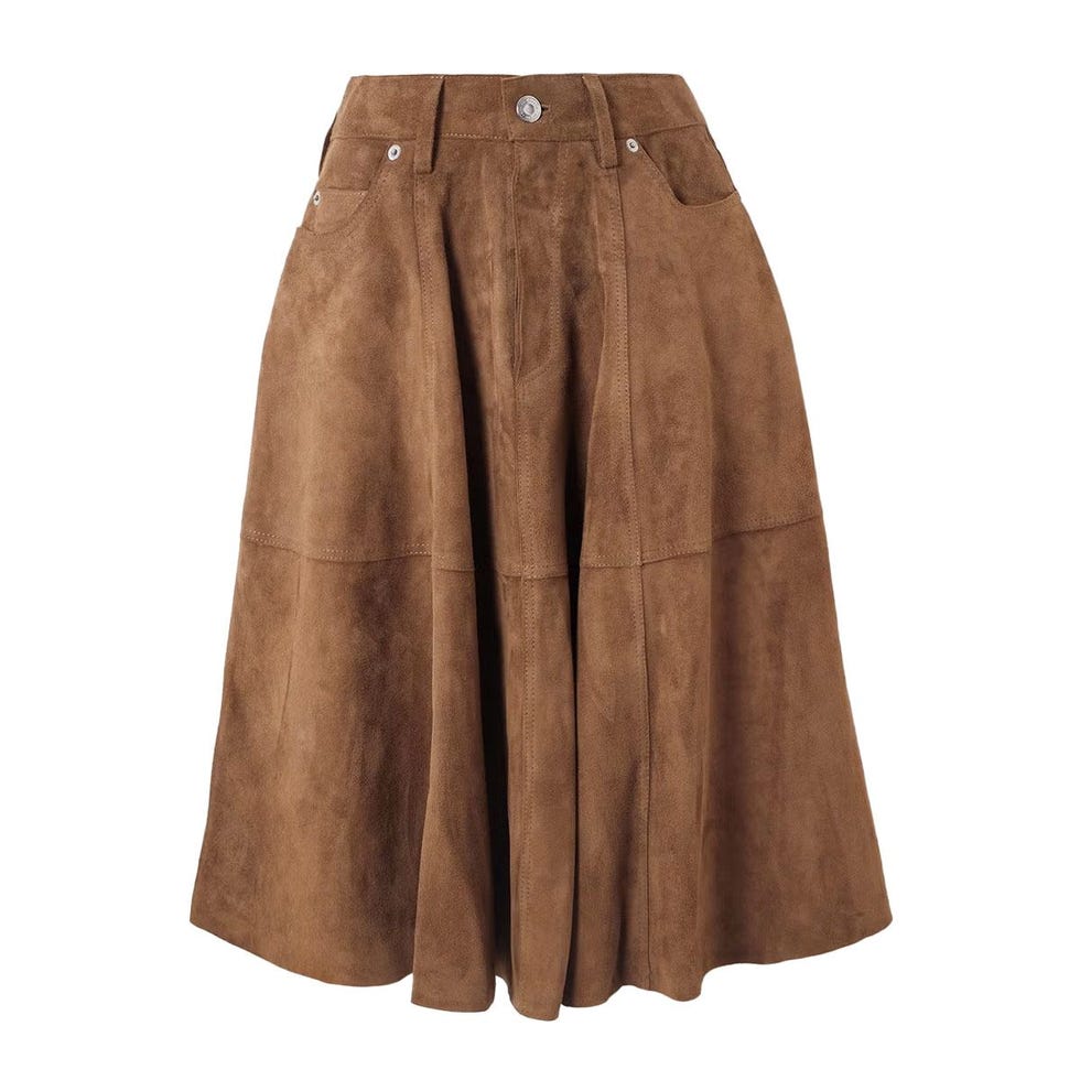 Jupe midi en daim lambrissée Jupe midi en daim lambrissée