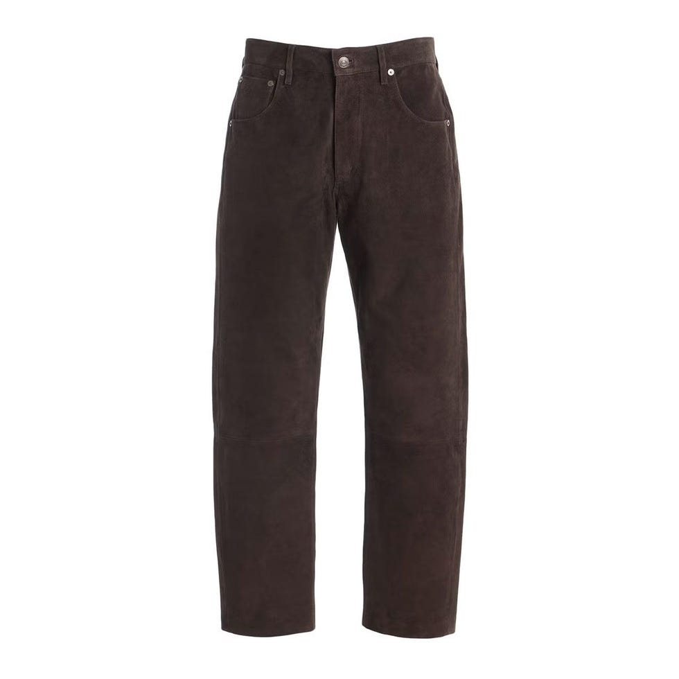 Pantalon à jambe droite de faible hauteur en daim Pantalon à jambe droite de faible hauteur en daim