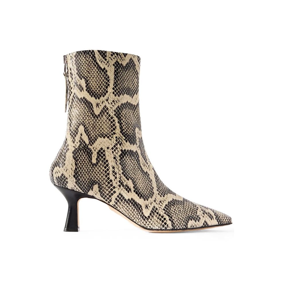 Bottes de cheville en cuir à effets de serpent Elina