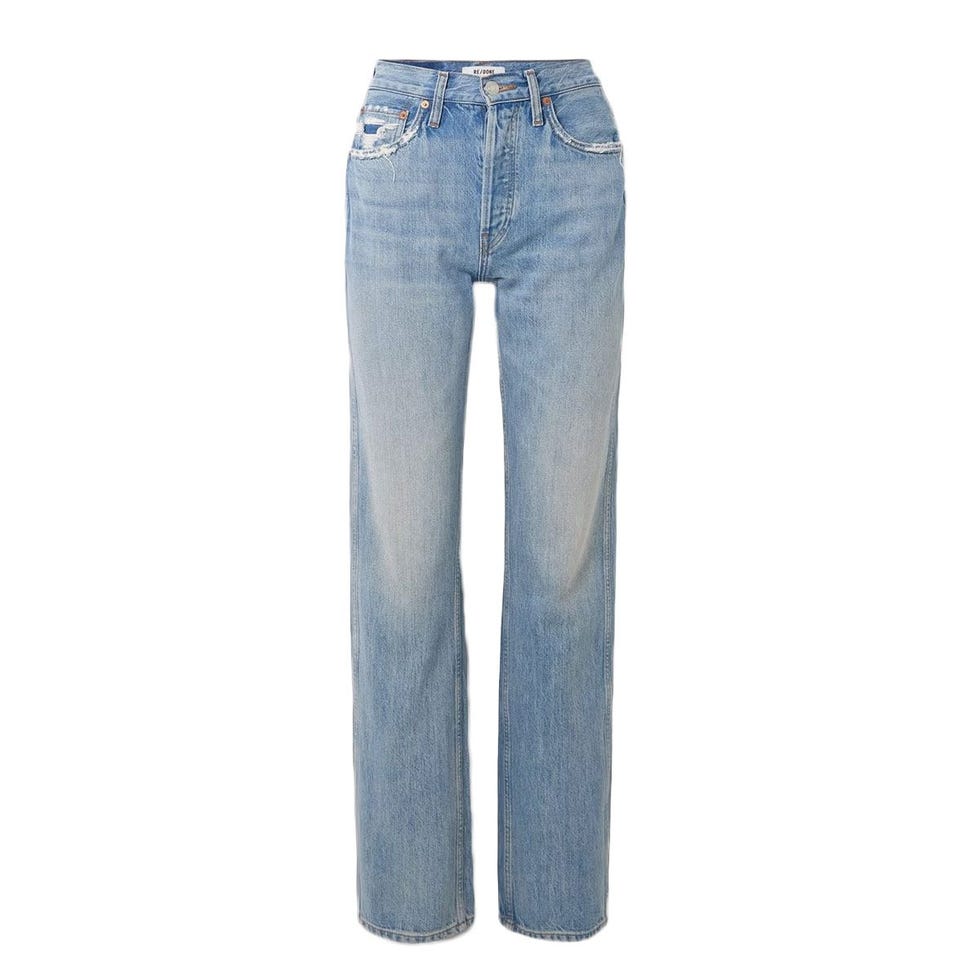 Jean à jambes droites en détresse des années 90