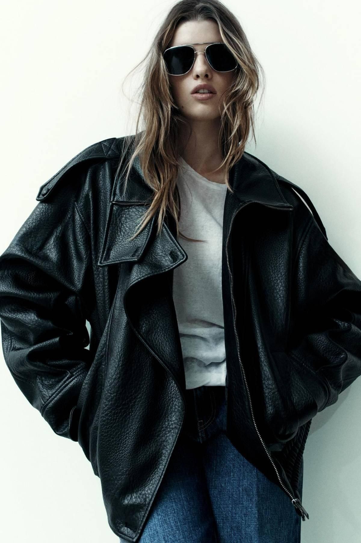 Oversize 'chasseur d'effet de cuir, de Zara