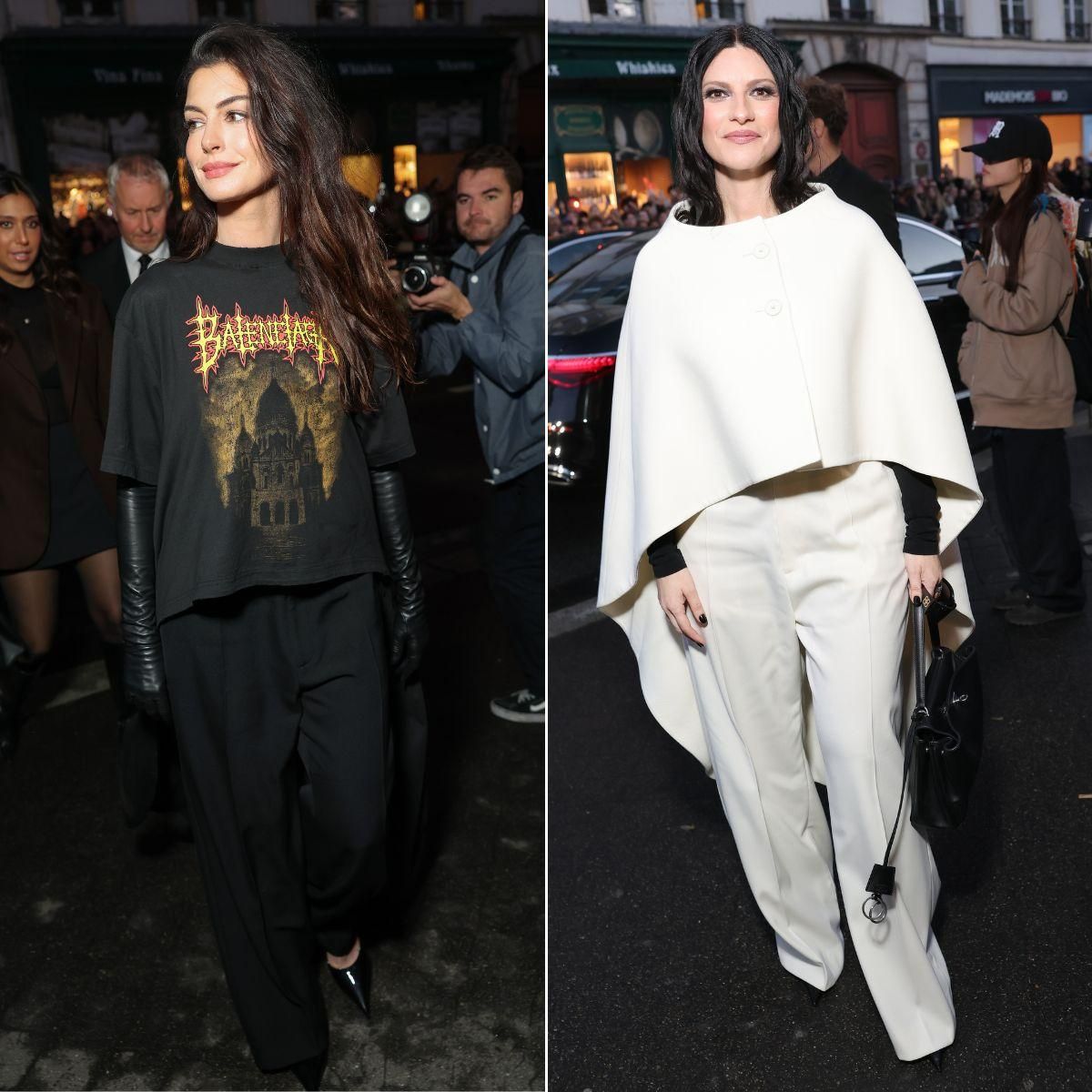 Anne Hathaway et Laura Pausini dans la «première rangée» de Balenciaga.