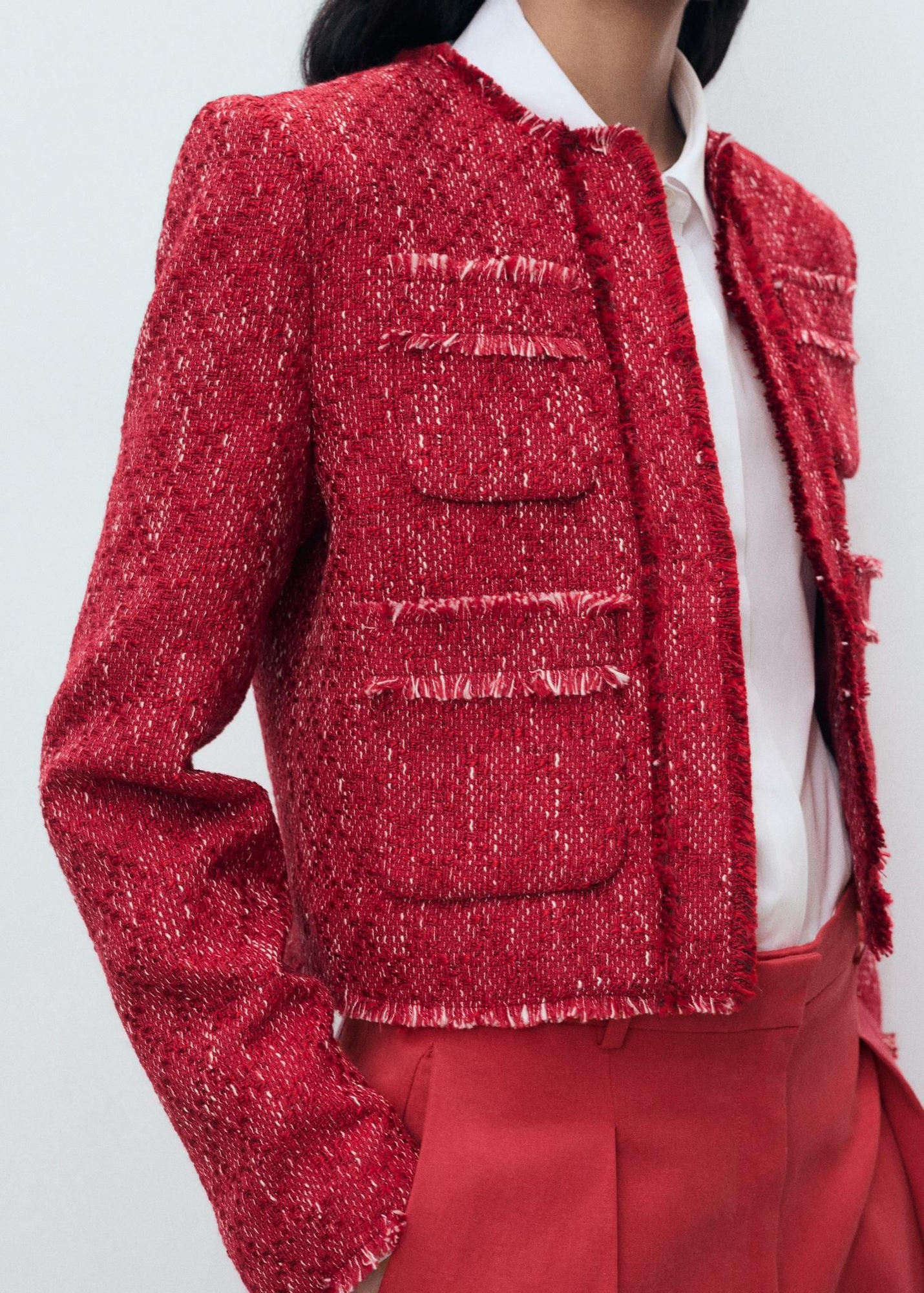 Veste en tweed rouge