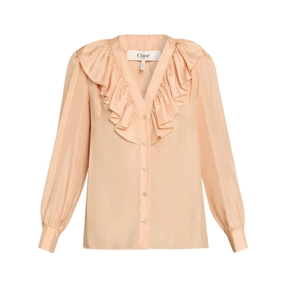 Blouse en soie à volants