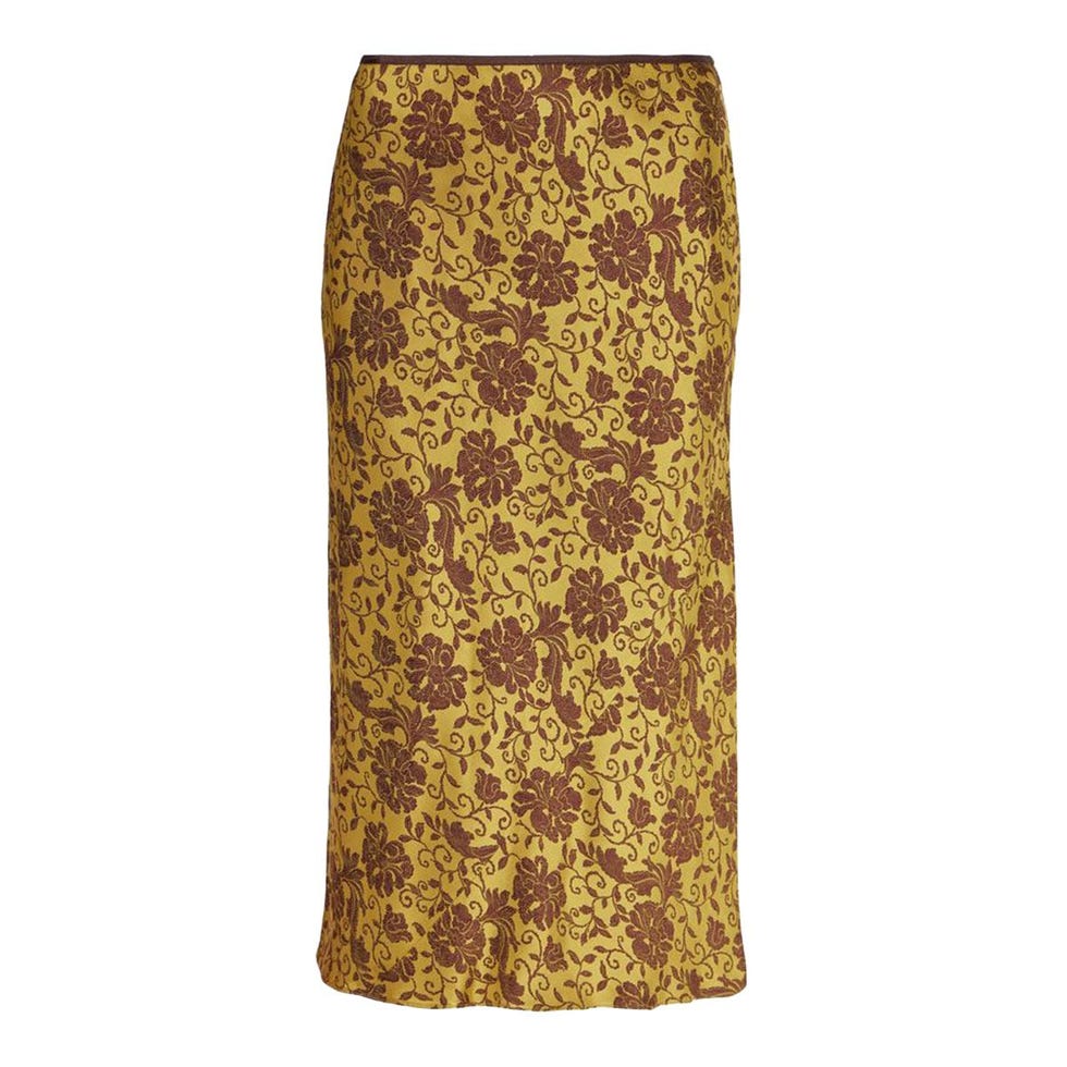 Jupe midi en jacquard fleuri Jupe midi en jacquard fleuri