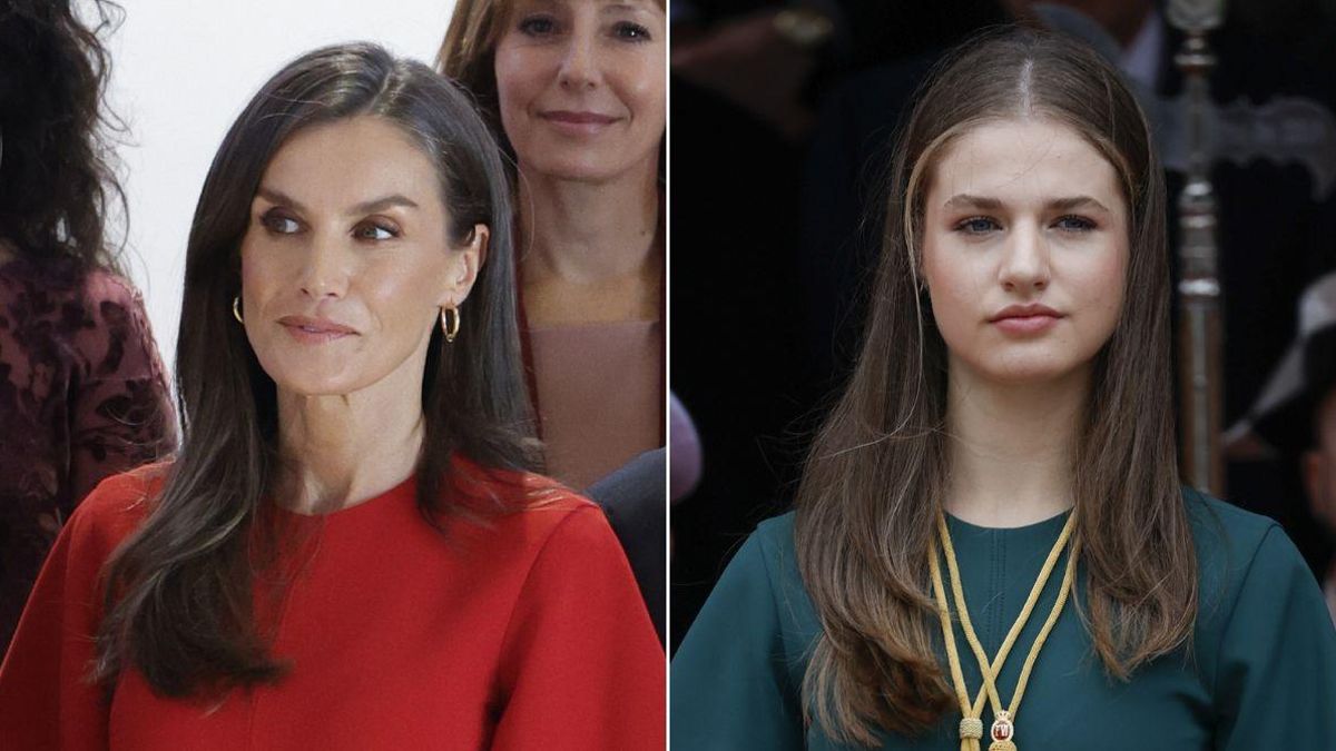 La reina Letizia y la princesa Leonor con el mismo vestido de Adolfo Domínguez