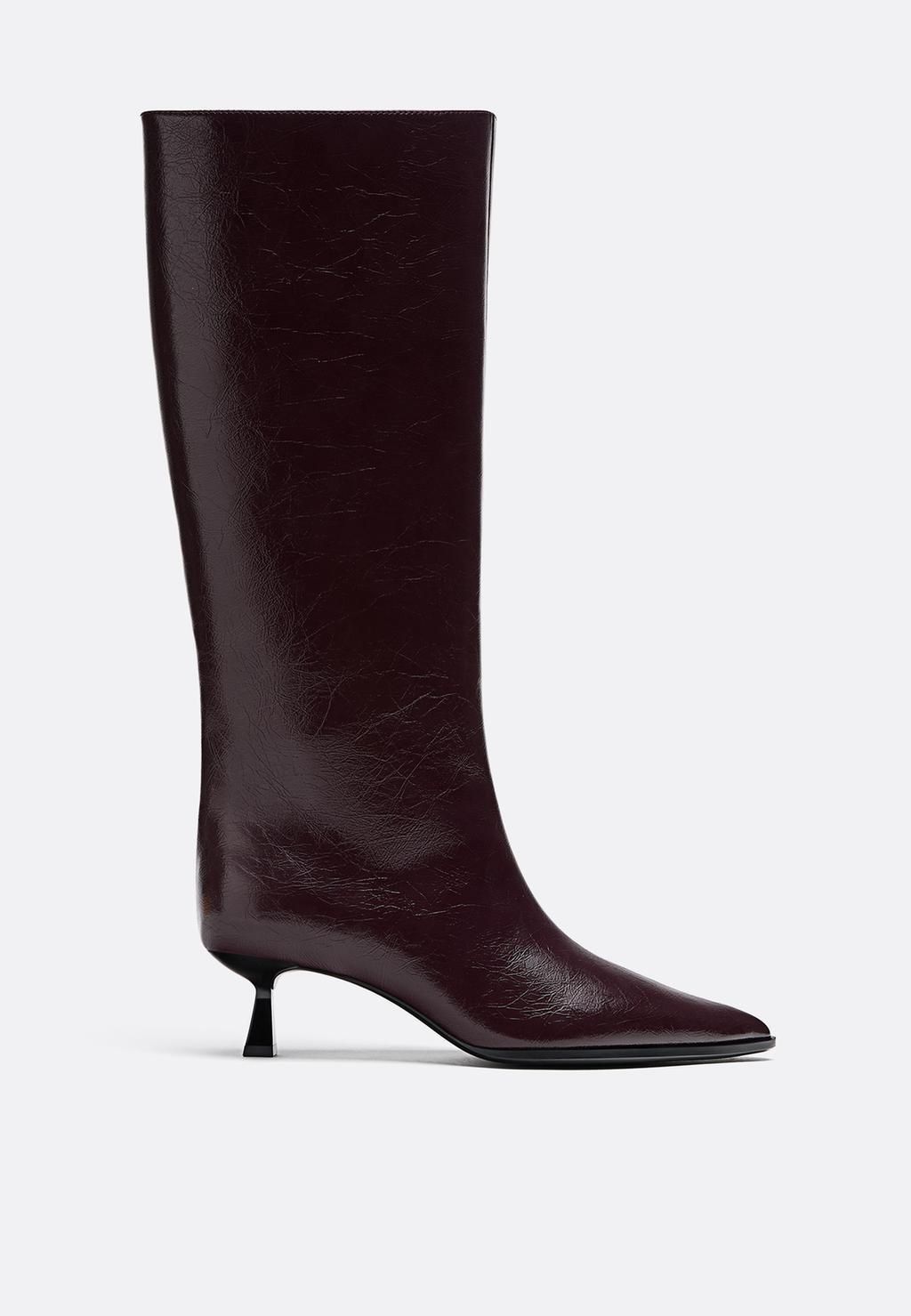 Bottes hautes marron à talons fins