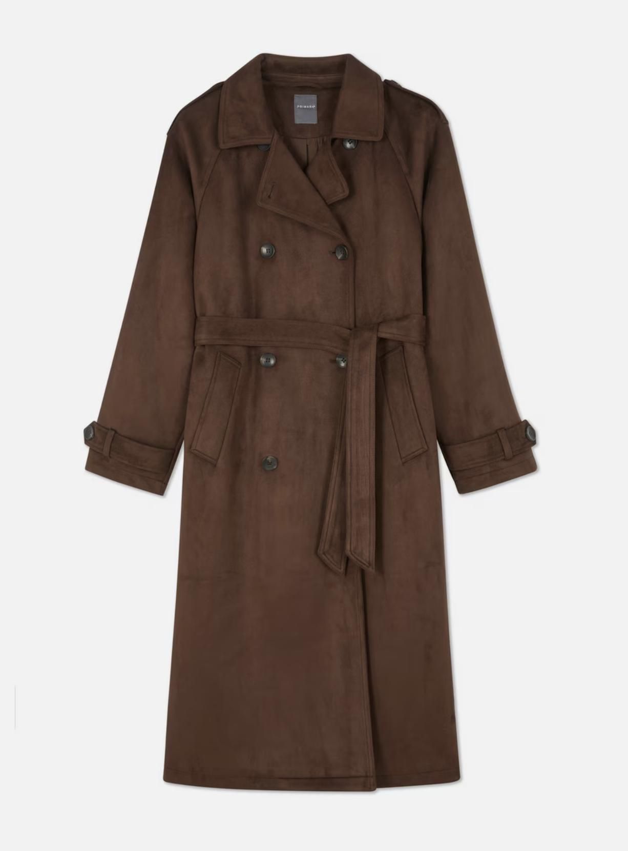 Trench-coat en daim marron chocolat