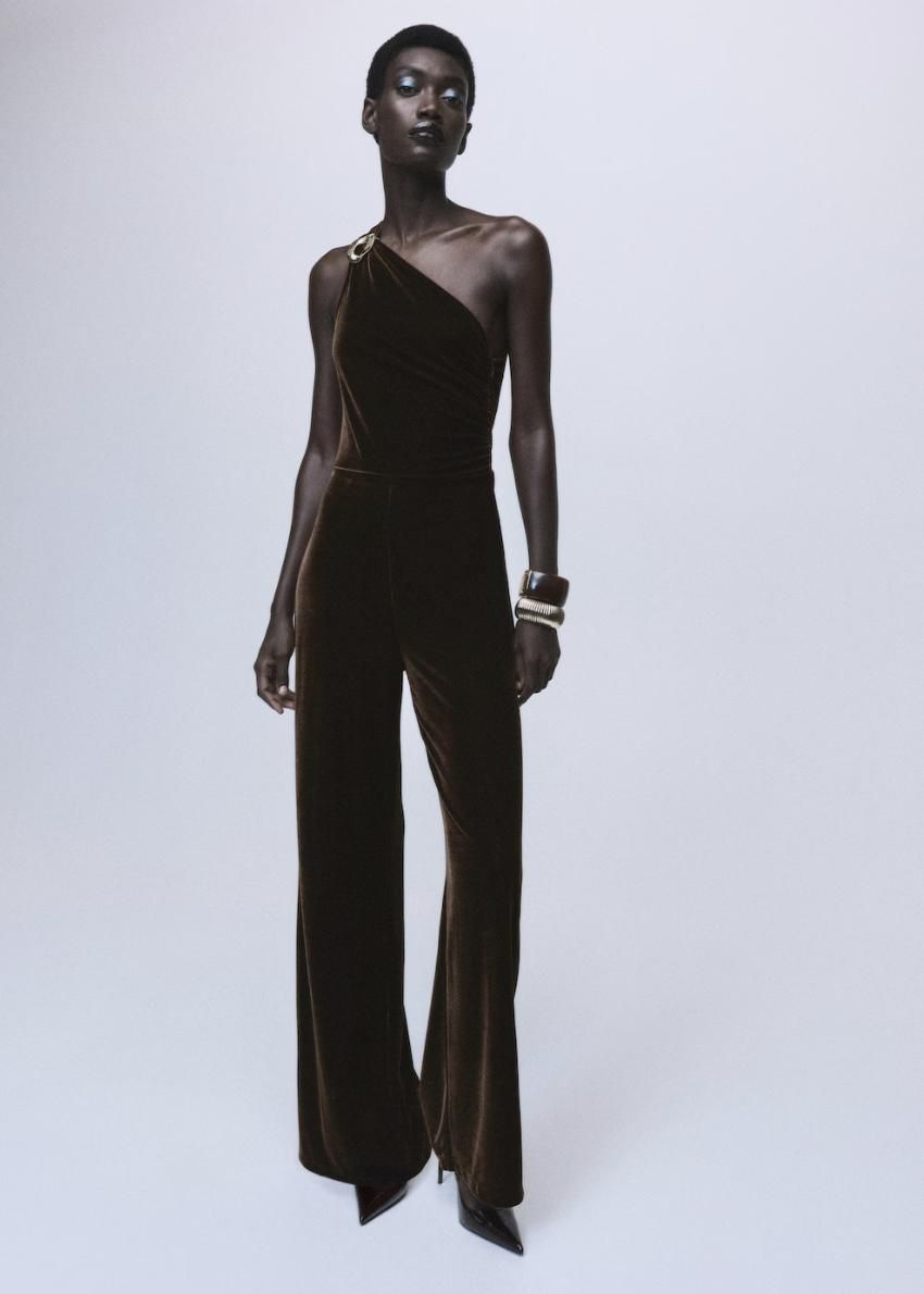 Combinaison longue asymétrique en velours